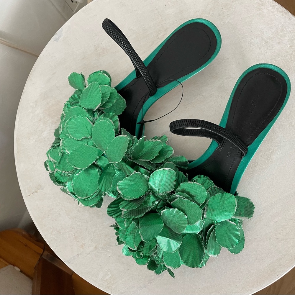 Marco De Vincenzo Green Slingback Sandals Size 35/5 - Picture 7 of 9